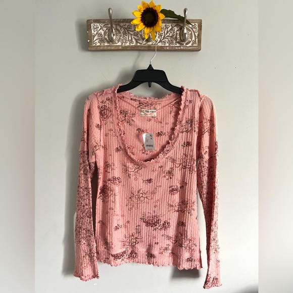🌻🆕FREE PEOPLE We The Free Clover Printed Thermal-Pink Combo-SIZE Large - Picture 11 of 14